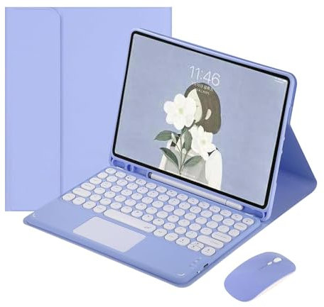 ZKAIAI Funda Teclado para iPad Pro 11 Pulgadas 5.ª Gen (M4) 2024 con Touchpad, QWERTY Teclado Español Ñ Bluetooth Desmontable iPad Pro 11 M4 2024 con Ranura para Lápiz y Ratón Inalámbrico, Púrpura-A
