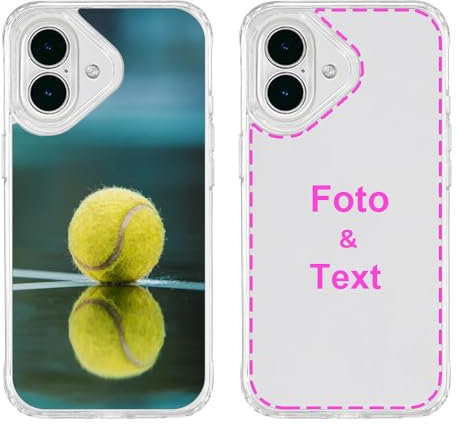 MXCUSTOM Personalisierte Handyhülle für Apple iPhone 16, Benutzerdefiniert Hülle mit Eigenem Foto Bild Text Schutzhülle [Weicher Polsterstoßfänger + Harter Rückseite] (HIC-CR-P1)