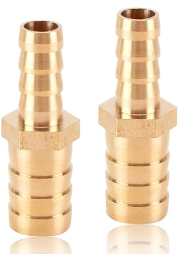 2 Stück 12mm x 6mm Messing Schlauchverbinder mit Widerhaken | Widerhaken Schlauchanschluss, Schlauchverbinder Adapter Gerade Schlauchverbinder für Wasserleitung und Ölleitung