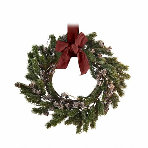 Loberon Kranz Lyandra, Echte Zweige und Zapfen, Authentischer Look, Langlebig & Robust, Türkranz, Dekoration, Kiefernzweige, Kiefernzapfen, Kunststoff, grün