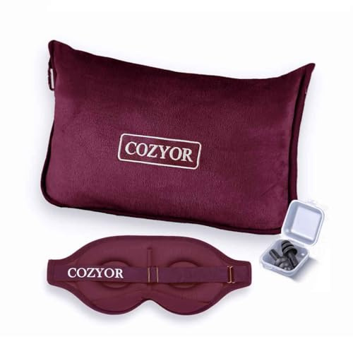 Cozyor 3-TLG. Reiseset: 3D Schlafmaske + Ohrstöpsel + Reisekissen & Reisedecke 2 in 1 Augenmaske für Flugzeug & unterwegs - für Kinder & Erwachsene