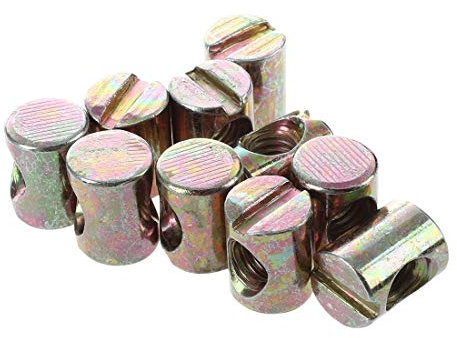 Juego de 10 tornillos de barril M6 ranurados para muebles, para camas, sillas de cuna, tuercas y pernos