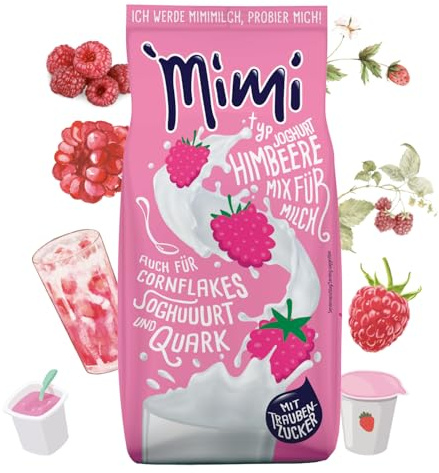 Mimi Milchmix Joghurt Himbeere Getränkepulver 2 x 400 g, in warmer und kalter Milch löslich, Milch Mix mit Raspberry-geschmack, Pulver für Milch mit sehr guter Löslichkeit