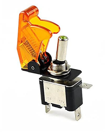 Auto-Boots-LKW-beleuchteter LED-Kippschalter mit Sicherheits-Flugzeug-Flip-Up-Abdeckungsschutz 12V20A Transparente Schalter(Yellow)