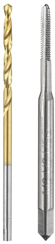 QUARKZMAN Gewindebohrer Set, M2 x 0,4 Metrisches Gerades Flöten Gewindebohrer & 1,6mm Spiralbohrer, Unbeschichtet/Titanbeschichtet HSS 6542 Maschinengewindebohrer Set