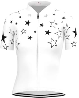 ZMCGNO Women's Cycling Jersey Women Short Sleeve Cycling Jersey Starry Night White