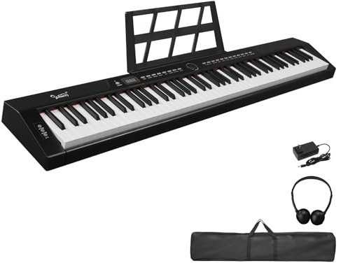 Bonnlo GPP-105 Clavier numérique 88 touches semi-lestées de taille standard avec MIDI Bluetooth, casque, pour les amateurs de piano noir