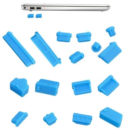 Poludatly 16pcs Anti Dust Plugs, Laptop Port Dust Cover, Silicone USB Port Cover, Type C Dust Caps, Dust Stopper For Computer, Notebook, Headphone Ports