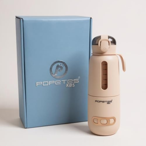 Popetes Kids - Chauffe biberons FREEDOM | Portable, sans fil, démontable | Batterie 8h | Rose, bleu ou blanc | Charge USB | Idéal pour les voyages et l'utilisation quotidienne (blanc) (rose)