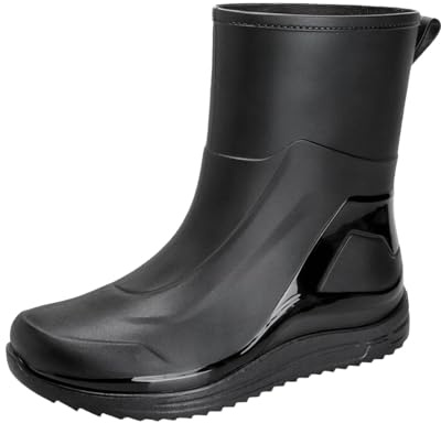 Stivali di gomma da uomo, impermeabili, da pioggia, alla caviglia, da lavoro, a mezza altezza, da lavoro, da lavoro, da lavoro, da lavoro, da lavoro, da giardino, da sicurezza, Nero , 40 EU