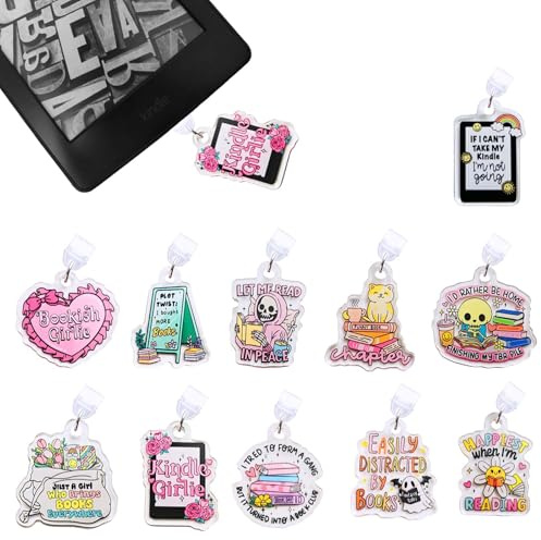 Vozekrod Lot de 11 breloques pour liseuse électronique - Accessoires anti-poussière de type C pour Kindle et tablettes, jolis protecteurs de ports en acrylique, cadeau pour les amateurs de livres