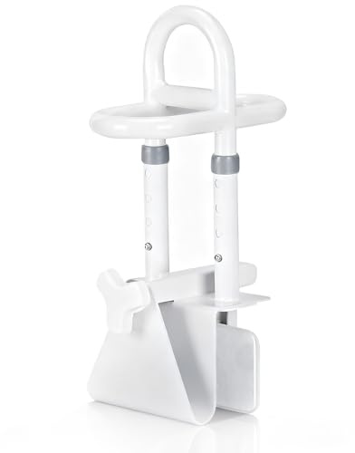 TIHOOK Dreifach-Griff Badewannen Einstiegshilfe, Verstellbar Breite 9-17cm | 4 Einstellbare Höhen, 150kg Belastbarkeit und Ohne Bohren Badewannengriff, Griffstange für Senioren Schwangere Kinder