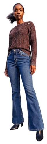 Roman Petite Bootcut Stretch Jeans for Women UK - Ladies Everyday Autumn Winter Comfy Soft Evening Vacation Work Party Night Out
