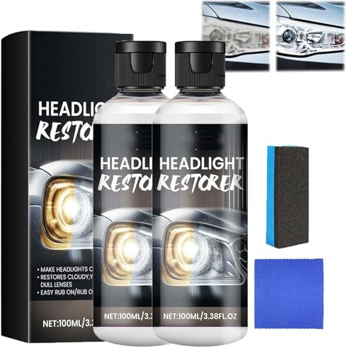 Headlight Restoration Kit, Headlight Cleaner, Headlamp Restoration Kit, Improves Clarity and Visibility, Headlamp Restore and Protect for All Vehicles (2)