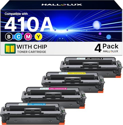 HALLOLUX 410A CF410A Toner Kompatibel für HP 410X 410A CF410A CF410X Multipack Tonerkartusche LaserJet Pro MFP M477fdw M377dw M477fdn M477fnw M452dn M452nw M452dw (Schwarz Cyan Magenta Gelb, 4-Pack)
