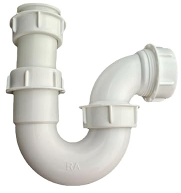 Single Sink Drain Pipe Bend Plastic Water Drain Sink Drain U Bend Tube Multifunction Deodorization Sink Drain Pipe for Bath, Kitchen Sink, Shower Tray