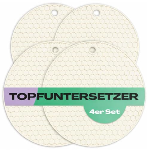 Netrox 4er Set Topfuntersetzer aus Silikon, extrem hitzebeständig | BPA-Frei, rutschfest, Untersetzer für Töpfe, Teekannen und Pfannen, Silikonunterlage für die Küche, Untersetzer Topf