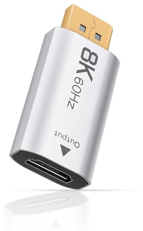 Duttek 8K DisplayPort zu HDMI Adapter, DP Stecker zu HDMI Buchse Konverter Unterstützt 8K@60 Hz, unidirektionale Übertragung für Monitore, Projektoren und Fernseher, Laptops, Desktop-PCs und PS5