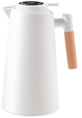 1000ML Bottle for Hot Water Heater Kettle Jug Vacuum Flask Wooden Handle(Smart White)