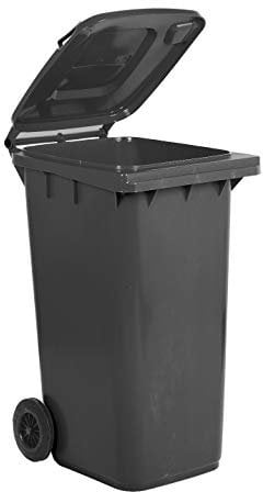 Mobil Plastic - Bidone Raccolta Differenziata 240 Litri con Coperchio e Ruote per Esterni | Colore Grigio | Plastica Resistente | Certificato UNI EN 840