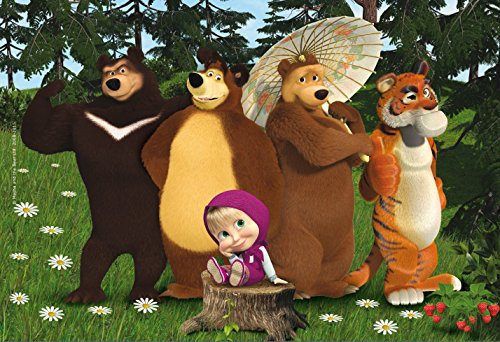 Dolce idea CIALDA in Ostia Masha e Orso Personalizzabile Formato Foglio A4 Decorazione per Torta