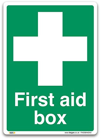 First Aid Box Sign - A4 Self-adhesive Vinyl Sticker - Emergency Equipment Safety