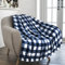 PAVILIA Buffalo Karo Fleece-Überwurfdecke | blau-weiß karierte Flanelldecke | weiche Samtdecke für Couch, Sofa, 127 x 152 cm, kariert, Marineblau