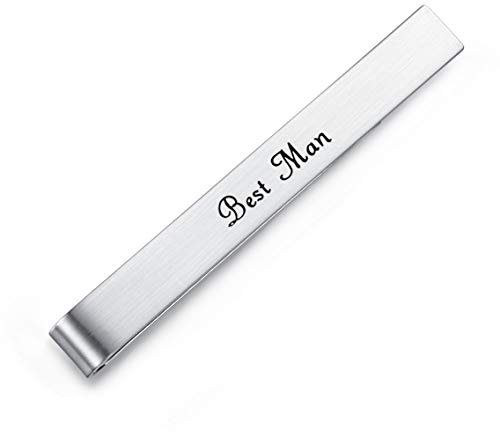 HONEY BEAR Herren Hochzeit Heirat Krawattennadel Krawattenklammer für Normale Krawatte Edelstahl Tie Clip,5.4cm,Silber,MEHRWEG (Best Man)