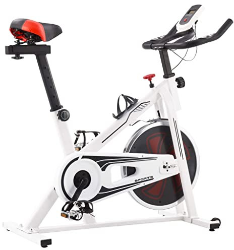 vidaXL Heimtrainer mit Pulsmesser Ergometer Fitnessgerät Fahrradtrainer Speedbike Fitness Fahrrad Hometrainer Trimmrad Weiß und Rot