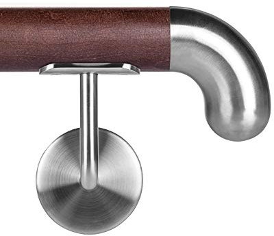 Buche gebeitzt auf Wenge Holzhandlauf Ø 42,4 mm Wandhandlauf 320 cm 4 Halter gebogen rund senkrecht