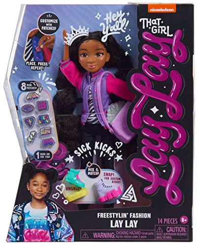 Just Play That Girl Lay Freestylin' 27,9 cm Modepuppe mit Outfits und Accessoires, schwarzes Haar, Kinderspielzeug ab 6 Jahren