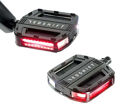 REDSHIFT ARCLIGHT Bicycle Pedals with LED Lights, Auto On-Off, 36+ hr Battery, USB Rechargeable, Waterproof, Flat Aluminum Bike Pedal with 9/16in Steel Spindle, for Ebike, City, Commuter, Hybrid, Road