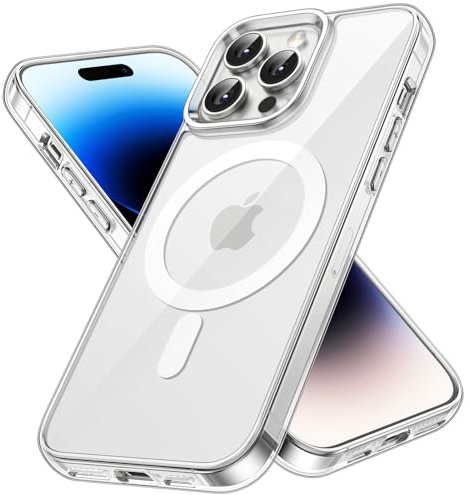 JETech Magnetisch Hülle für iPhone 14 Pro Max 6,7 Zoll Kompatibel mit MagSafe Kabellosem Laden, Stoßfest Handyhülle, Schutzhülle Kratzfeste Transparente Rückseite (Durchsichtig)