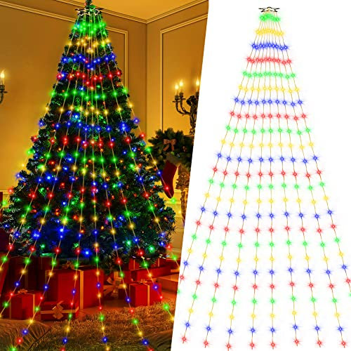 Luci Albero di Natale LED per Interno Esterno 2,8 metri x 10 Fili, 280LEDs Lucine IP44 Impermeabile, Catena Luminosa, Luci Natalizie con 8 Modalità, Colorate