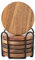 WLWNWFT Acacia Wood Coasters Set of 6 with Holder, Wooden Coasters for Glasses Drinkings Coffee Table Desk Round with Non-Slip Pad Cup Coasters for Home Office Christmas Decor 4 Inch, Black