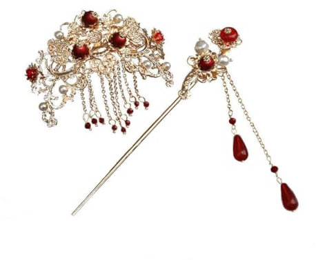 Mobestech 2st Quaste Haarspange Braut Haarstäbchen Haarnadel Mit Quaste Altes Haar Traditionelles Chinesisches Haarschmuck Vintage Haarstäbchen Vintage-haar Cosplay Legierung Krone Fräulein