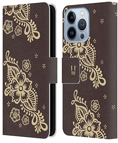 Head Case Designs Rampicante Henna Custodia Portafoglio in Pelle Compatibile con Apple iPhone 13 PRO