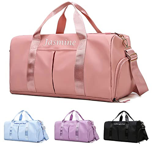 Sac de voyage personnalisé avec nom brodé - Sac de sport personnalisé avec poches humides et sèches - Cadeau de demoiselle d'honneur, rose