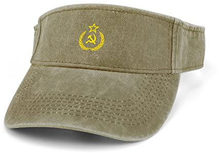 XVBCDFG UdSSR Communism Icon Unisex Visier Denim Hut Fashion Sport Cap Leaky Top Caps für Laufen Golf Reisen, Beige-Stil, One size