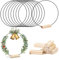 LWuuywa 8 Stück Metallring zum Basteln, 30cm Tafelaufsätze Makramee Ringe mit Holz Kartenhalter DIY Kranz Handwerk Traumfänger für Hochzeitskranzdekor und Wandbehang (Black Ring)