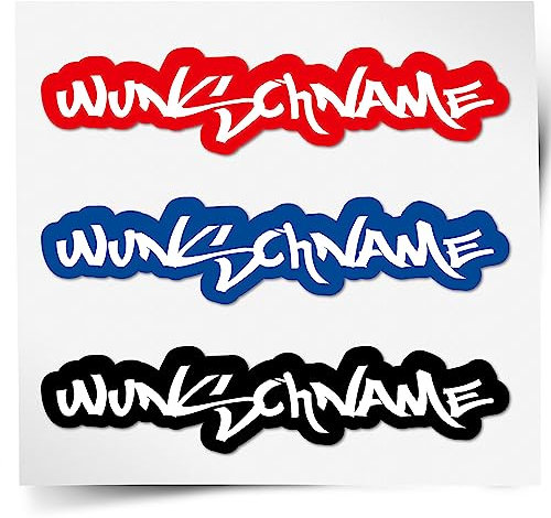 INDIGOS UG 10 Namensaufkleber Kinder Schule 70 mm breit - Freestyle - Graffiti - Kinder, Teenager, Jugendliche - Aufkleber selbst gestalten - personalisiert mit Wunschtext - Kindergarten, Sport