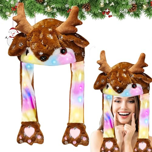 LED Weihnachtsmützen Weihnachtsmütze,LED Nikolausmütze Erwachsene Weihnachtsmütze Kinder Weihnachtsmann Mütze Erwachsene für Cosplay Urlaub Weihnachten Karneval Party Geschenk für Damen Mädchen Kinder