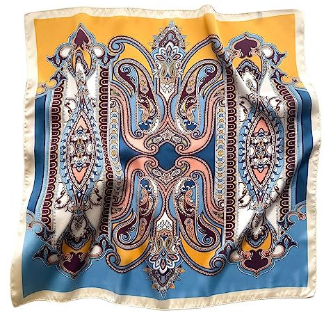 prinfantasy Tücher Damen Große Quadratische Kopftuch - Vierecktuch Mädchen Frauen Seidig Bandanas Haarschal 070274