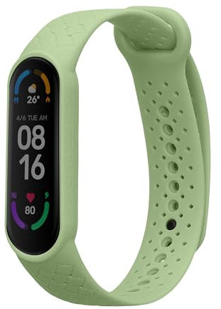 kwmobile Cinturino TPU Silicone con Fibbia Compatibile con Xiaomi Mi Smart Band 6 / Mi Band 6 / Band 5 Cinturino - Cinturini 14-22 cm verde caledon