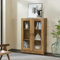 [en.casa] Armoire Vitrée Bibliothèque avec Portes Vaisselier Élégant pour Salon Cuisine Bureau Salle à Manger Panneau de Particules Verre 115 x 80 x 31 cm Effet Chêne