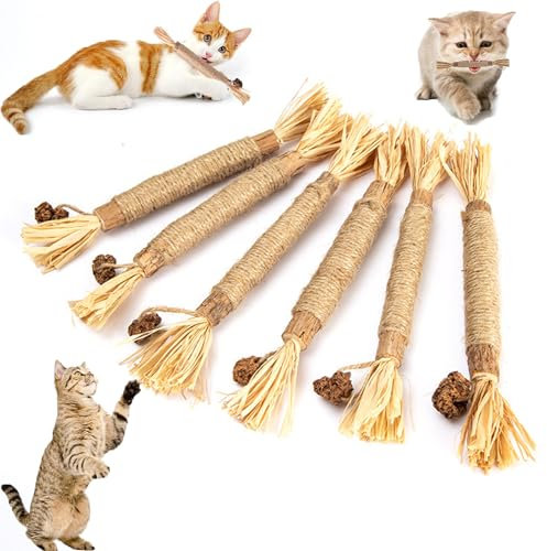 NABIC Katzenspielzeug, 6 Stück Katzenminze Sticks, Katzen Zahnpflege Spielzeug, hilft bei Zahnstein und Mundgeruch, für Katzen aller Altersstufen geeignet