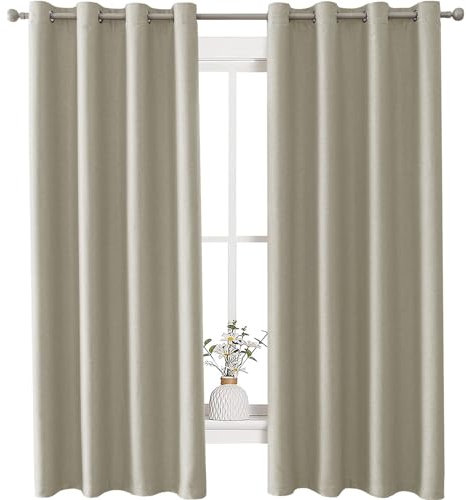 Ystyle Rideaux Occultants Thermiques Effet Lin - Lot De 2, Isolants Anti Froid Et Chaleur, Phoniques, Pour Salon - 140x280 cm, Beige