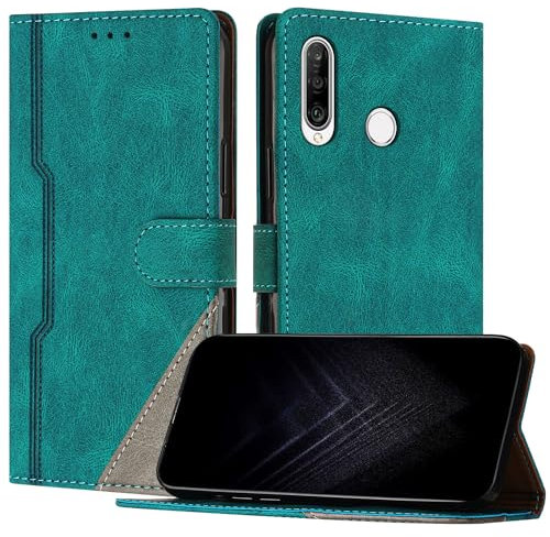 Netany Custodia Compatibile con Huawei P30 Lite,custodia magnetica in pelle PU con [Slot Cart] [Supporto Stand] [Magnetica] (Verde)