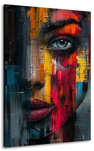 Kunstgestalten24 Leinwandbild Abstrakt Beauty Face Wand Bild Wanddekoration