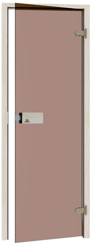 Saunainter Saunatür CLASSIC 70x190 mit Magnet Lock, Hochwertiges 8mm ESG Temperglas, Zarge aus Vollholz, DIN Links/Rechts Einstellbar (Espe Bronze)